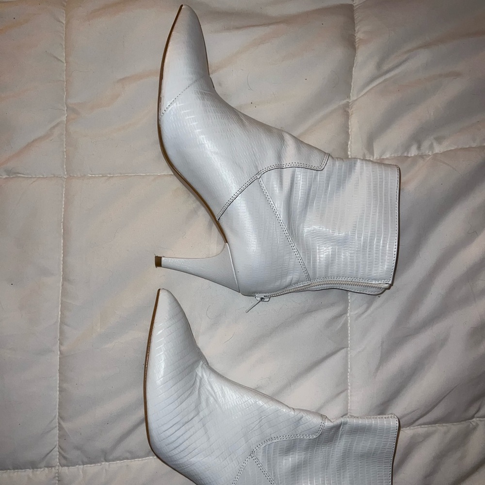 White leather boots